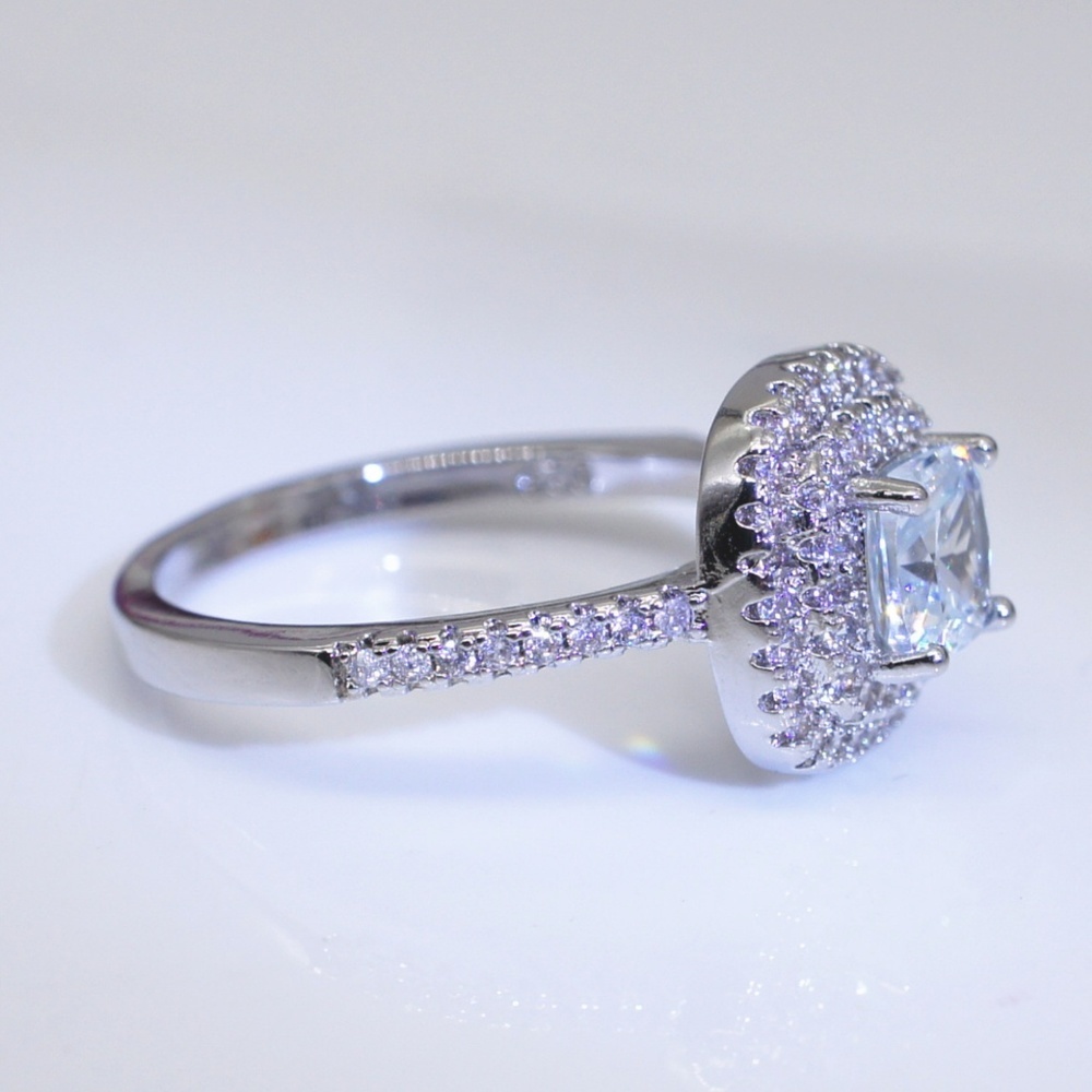 NEW 925 Sterling Silver Diamond Double Halo Ring - Picture 8 of 8